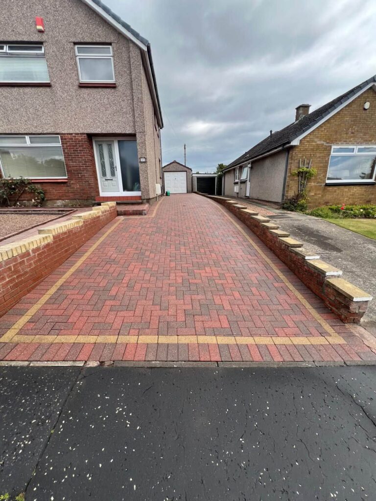 Block paving driveway after cleaning